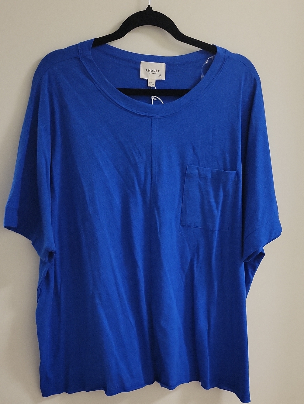 ANDRÉE BY UNIT Electric Blue Short Sleeve Tee XL 100% Cotton